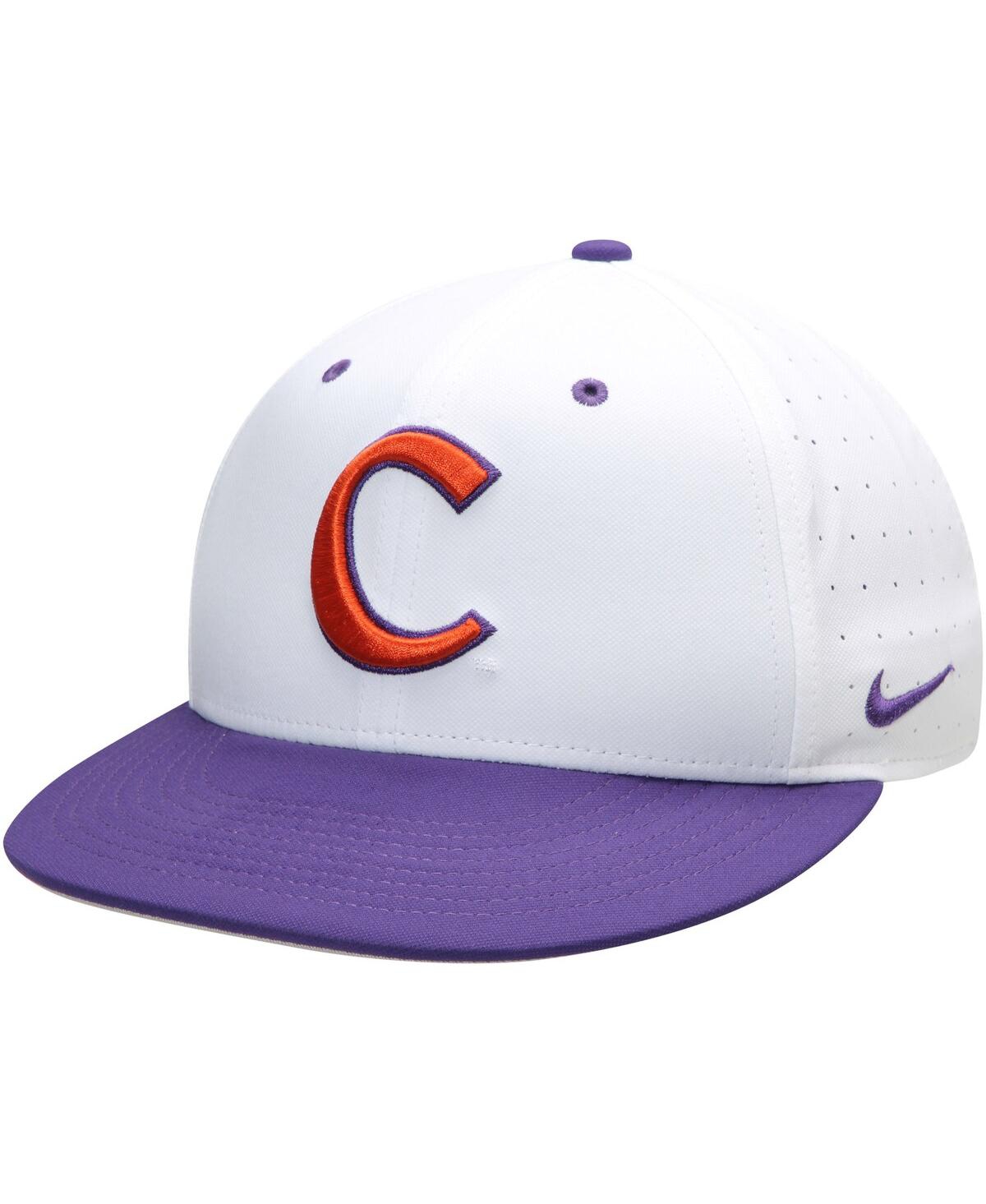 Men's Nike White, Purple Clemson Tigers Aerobill Performance True Fitted Hat