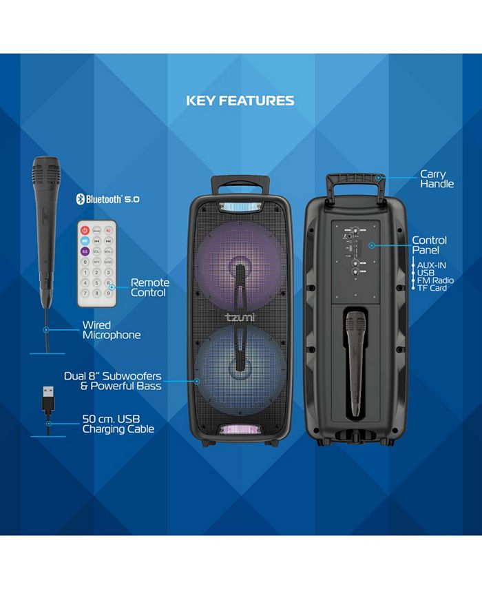Tzumi Sonicbass LED Bluetooth Karaoke Speaker Macy's