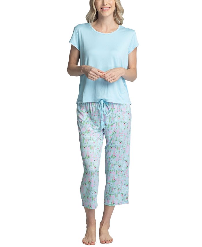 Muk Luks Women's Plus Size Short Sleeve & Capri Pant Pajama Set ...