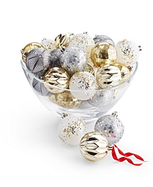 Shine Bright Set of 30 Gold-Tone, White & Silver-Tone Multi-Finish Ball Ornaments, Created for Macy's