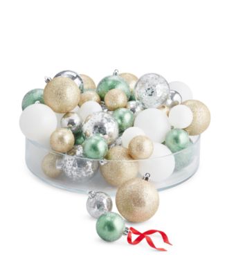 Holiday Lane - Northern Holiday Set of 50 Green, Gold & Silver-Tone Multi-Finish Ball Ornaments