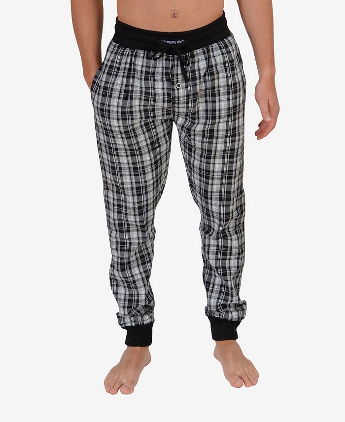 Men's Flannel Jogger Lounge Pants - Black/White