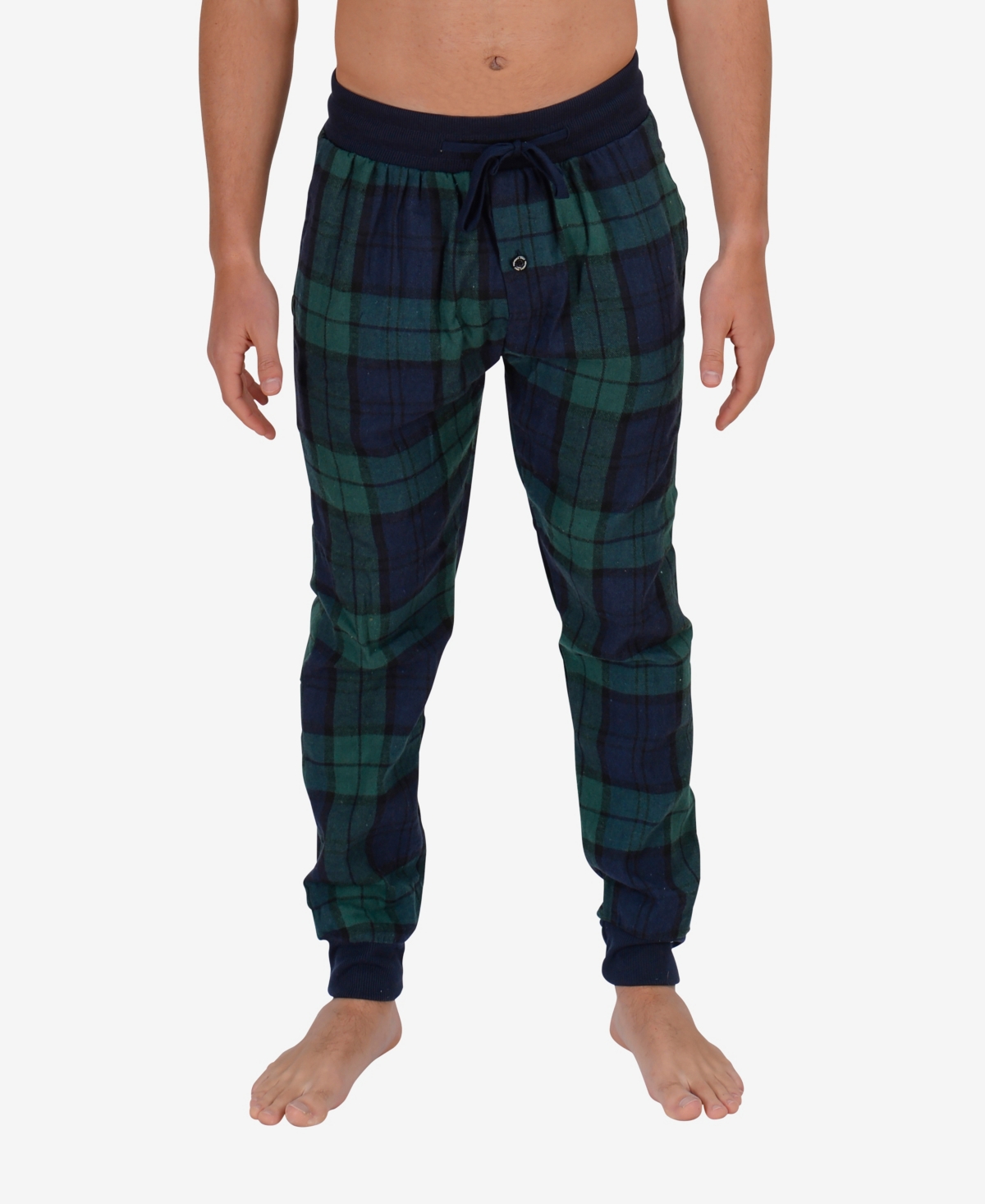 Men's Flannel Jogger Lounge Pants - Green, Blue Plaid