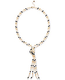 Gold-Tone Imitation Pearl Knotted Lariat Necklace, 28" + 2" extender, Created for Macy's