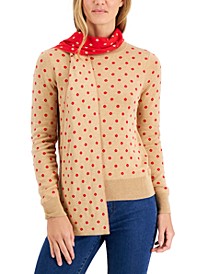 Women's Polka Dot Removable Scarf Sweater, Created for Macy's