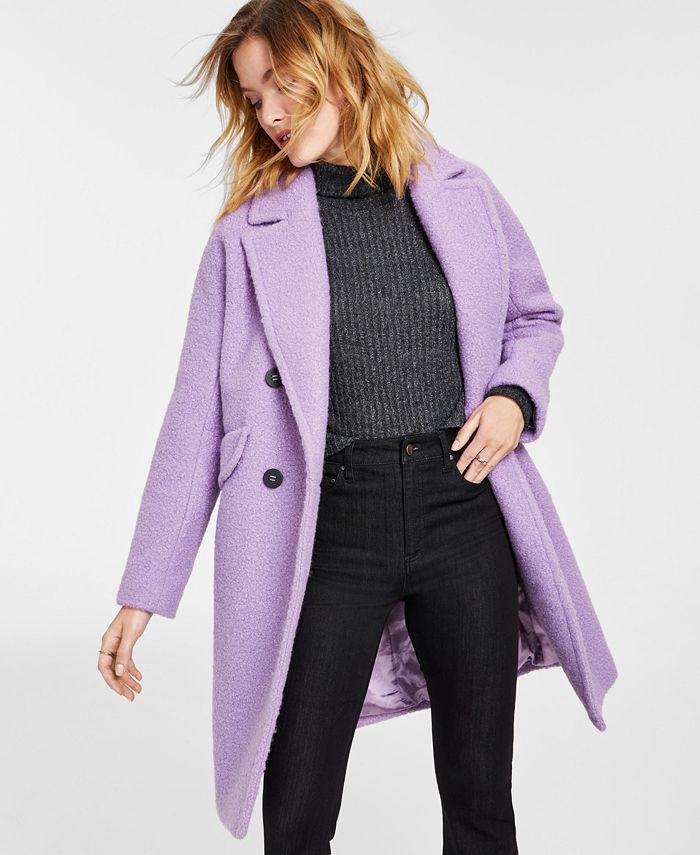 BCBGeneration Women's Double-Breasted Bouclé Walker Coat, Created