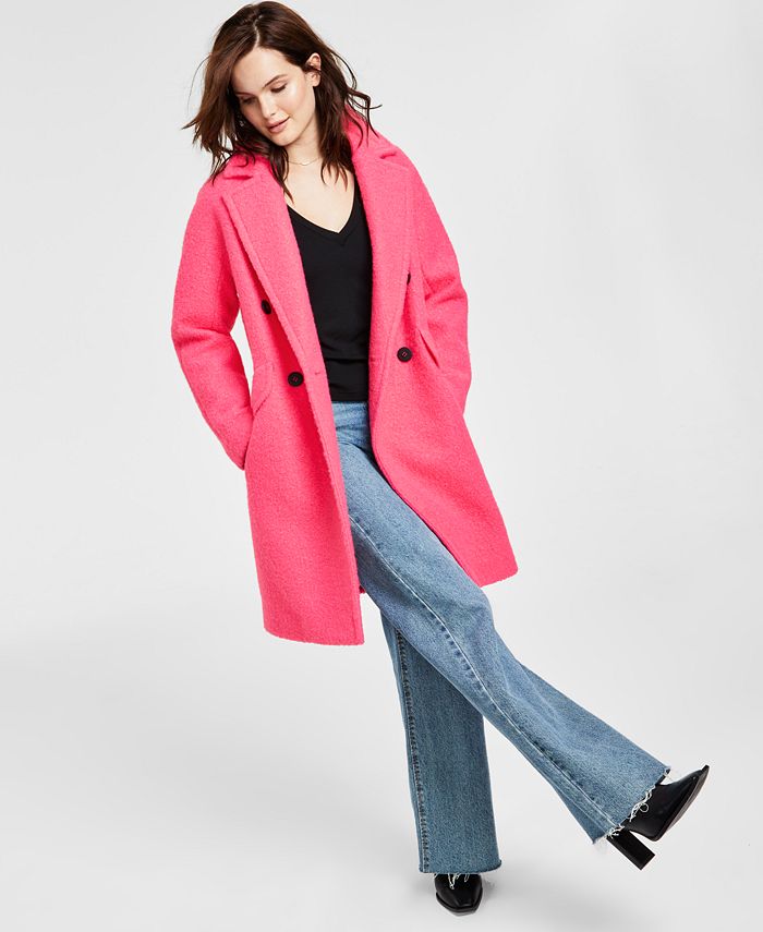 BCBGeneration Women's Double-Breasted Bouclé Walker Coat, Created for ...