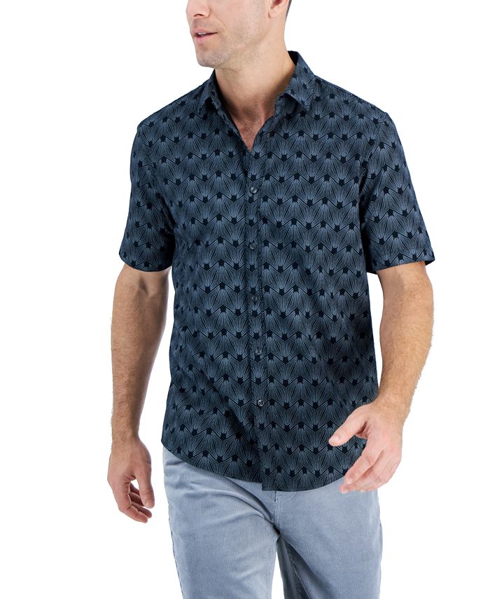 Alfani Men's Short-Sleeve Reebe Geometric-Print Shirt, Created for Macy ...