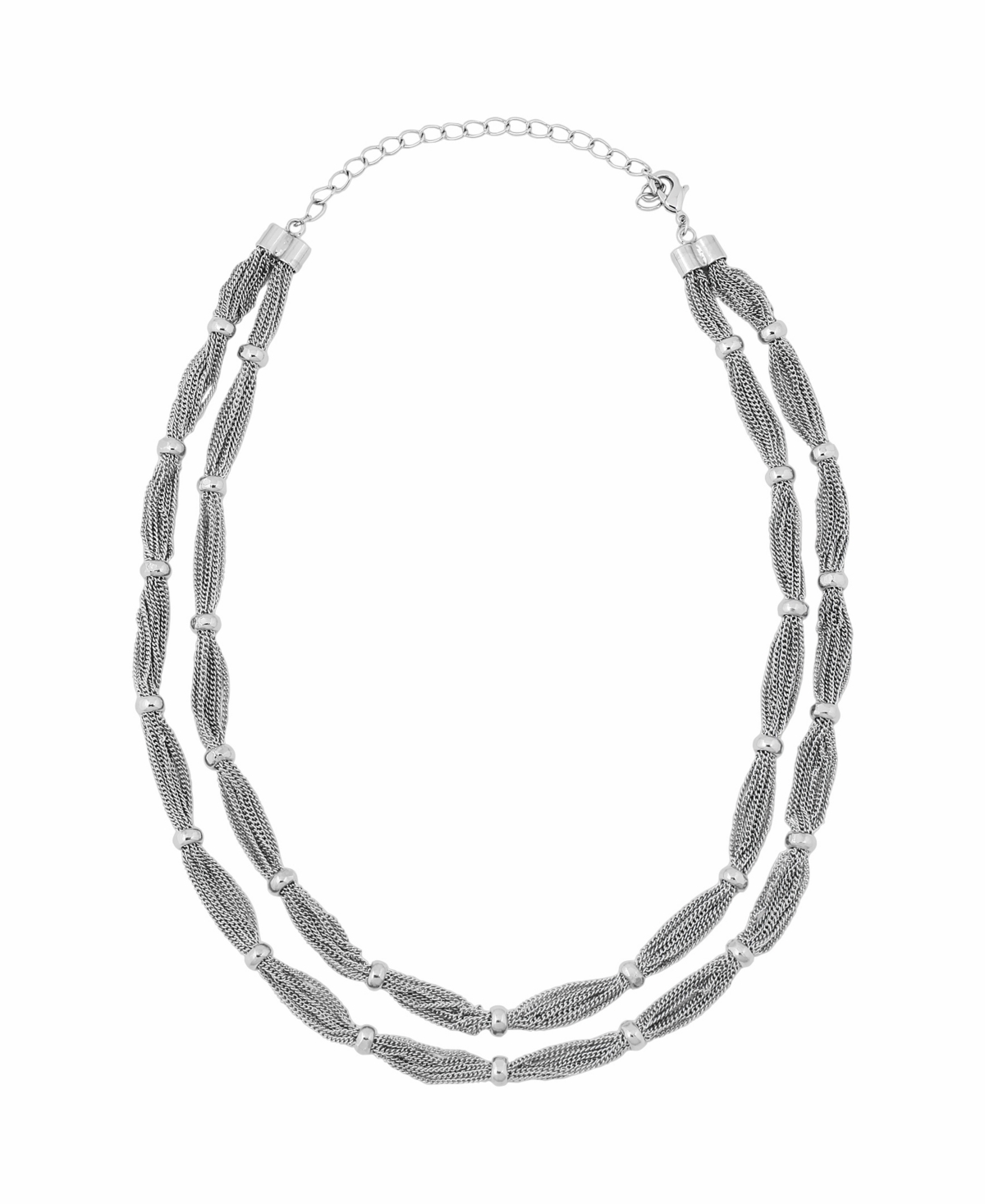 2028 Women's Bead Station Double Strandage Necklace In Silver-tone