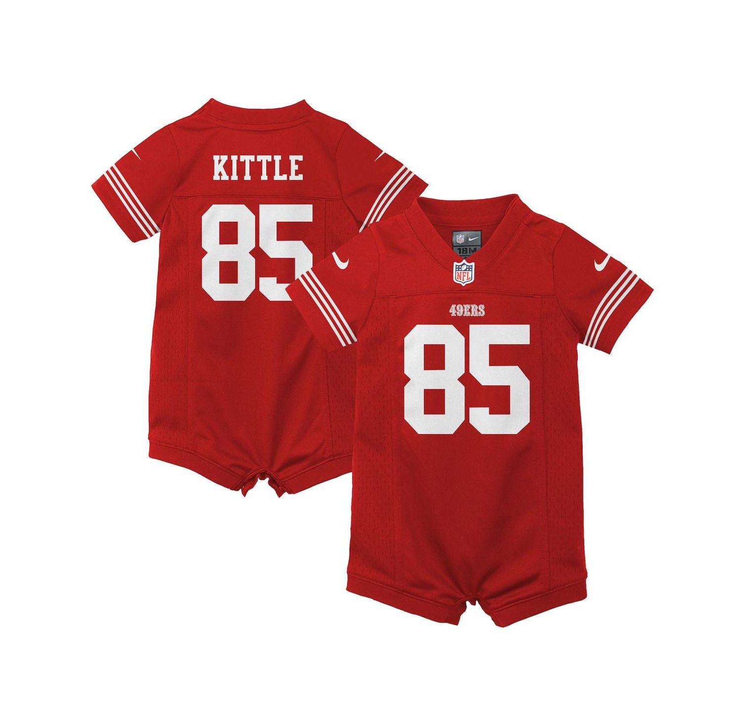 Infant Girls and Boys George Kittle Scarlet San Francisco 49ers Romper Game Jersey