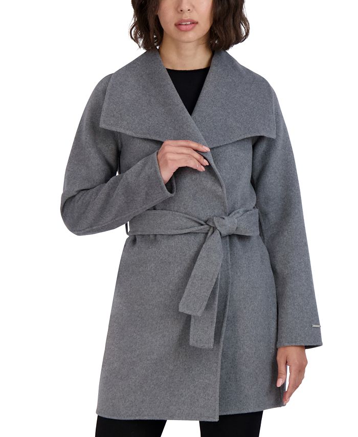 Tahari Women's Doubled-Faced Belted Wrap Coat - Macy's