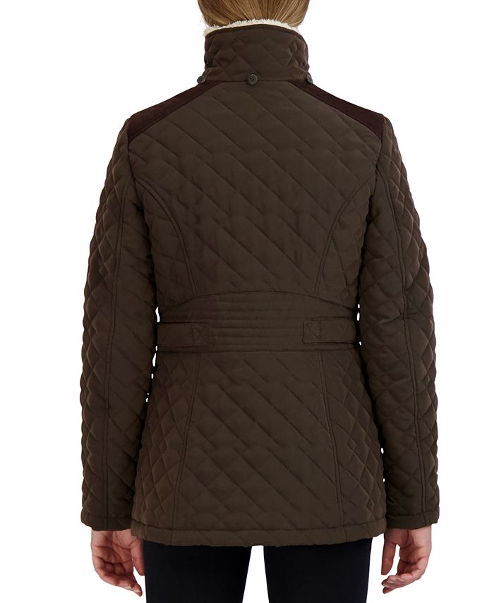 Laundry by Shelli Segal Petite FauxFurLined Hooded Quilted Coat