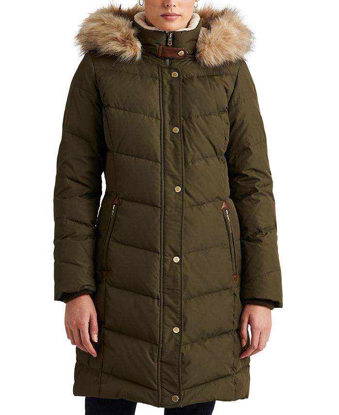 Lauren Ralph Lauren Women's Petite Faux-Fur-Trim Hooded Down Puffer Coat,  Created for Macy's & Reviews - Coats & Jackets - Petites - Macy's