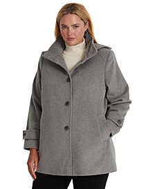 Women's Plus Size Hooded Button-Front Coat, Created for Macys