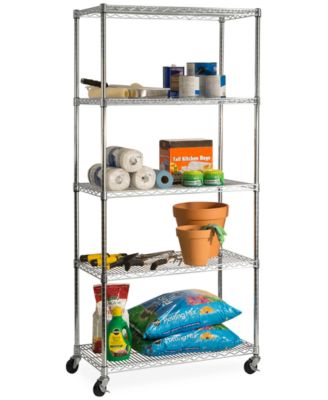 Commercial-Grade 5-Tier NSF-Certified Steel Wire Wheeled Shelving