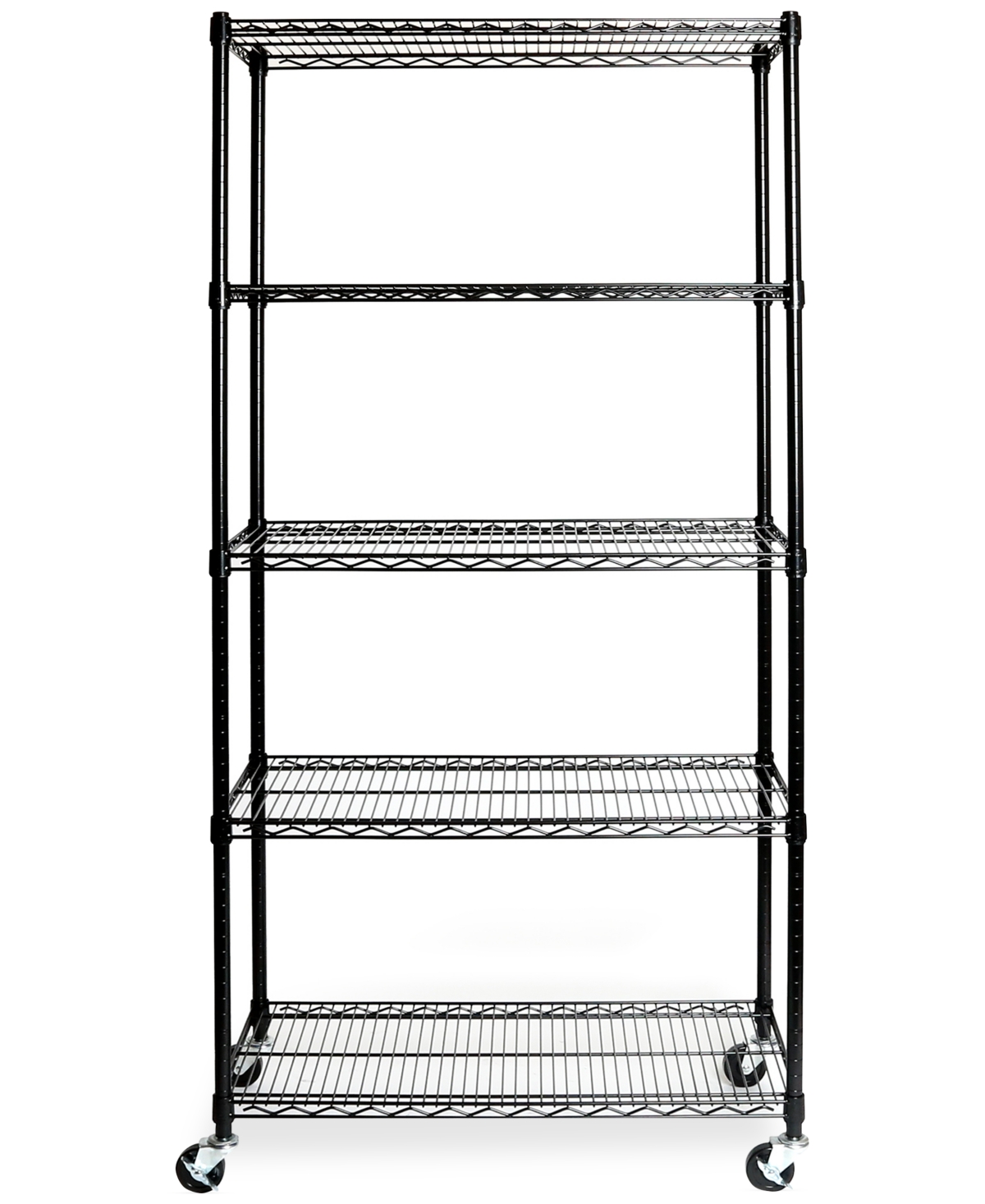 Seville Classics Ultradurable Commercial-grade 5-tier Nsf Wire Shelving With Wheels In Black