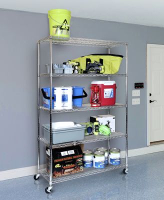 Commercial-Grade 5-Tier NSF-Certified Steel Wire Wheeled Shelving