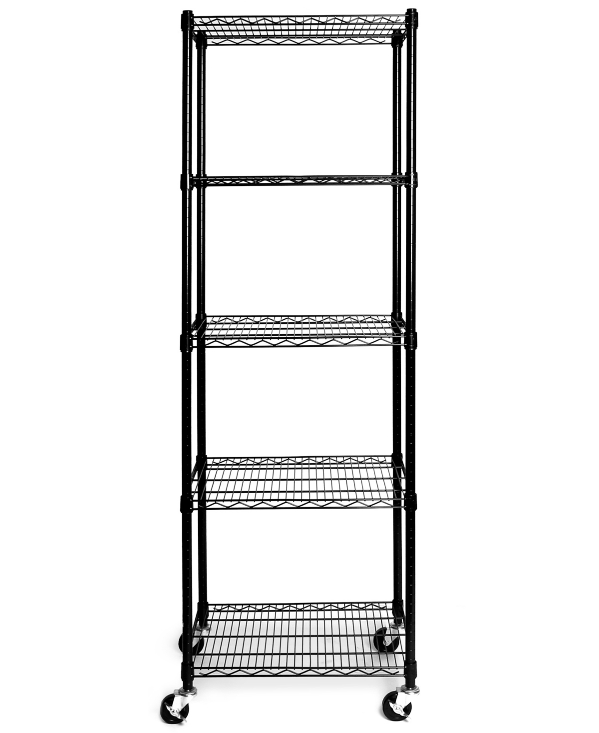 Seville Classics Ultradurable Commercial-grade 5-tier Nsf-certified Steel Wire Wheeled Shelving In Black