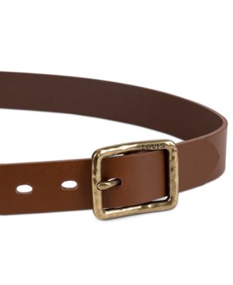 Women's Hammered Center Bar Buckle Casual Leather Belt