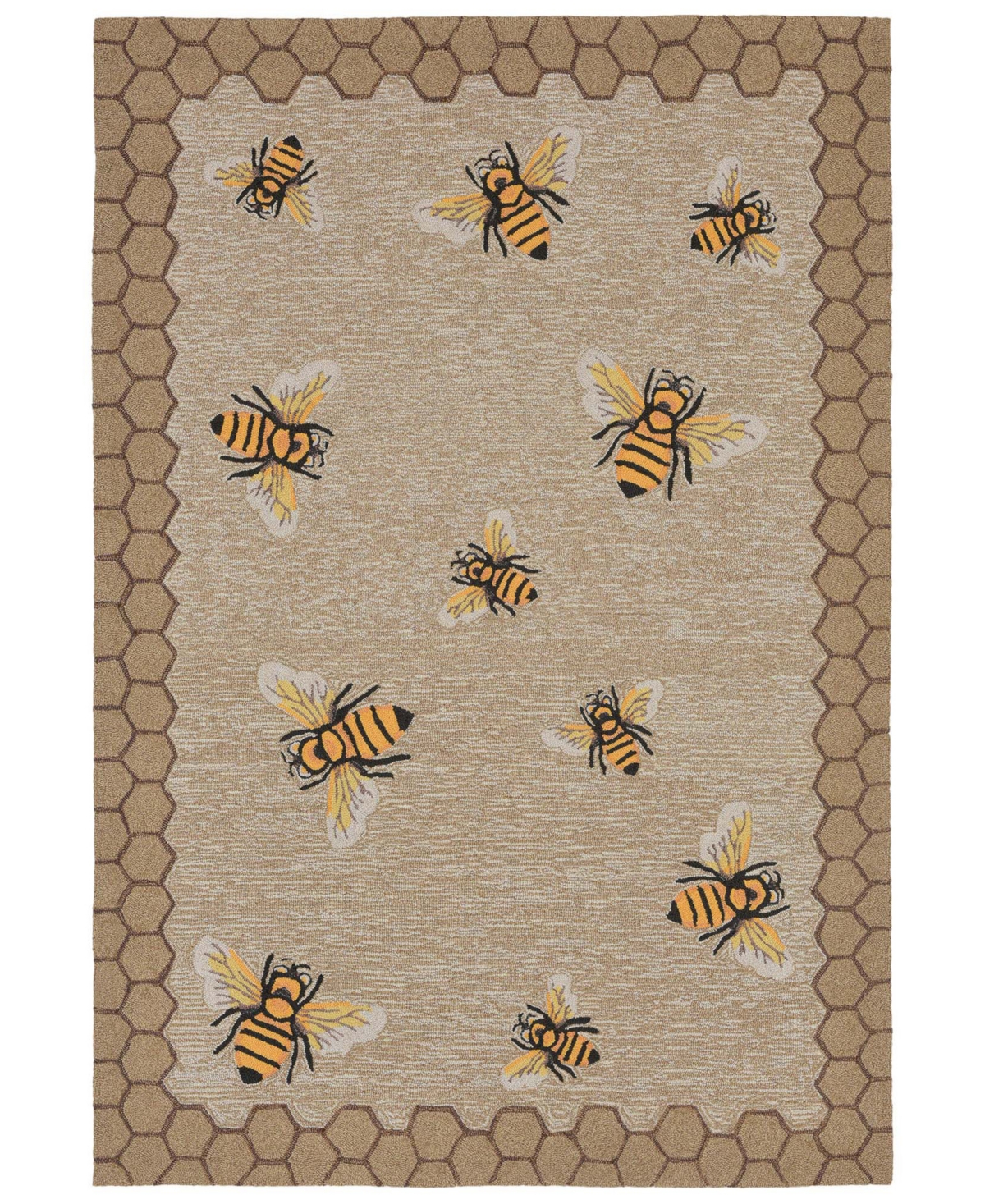 Liora Manne' Frontporch Honeycomb Bee 5' x 7'6in Outdoor Area Rug - Beige