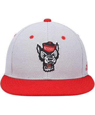 Men's Gray and Red NC State Wolfpack On-Field Baseball Fitted Hat