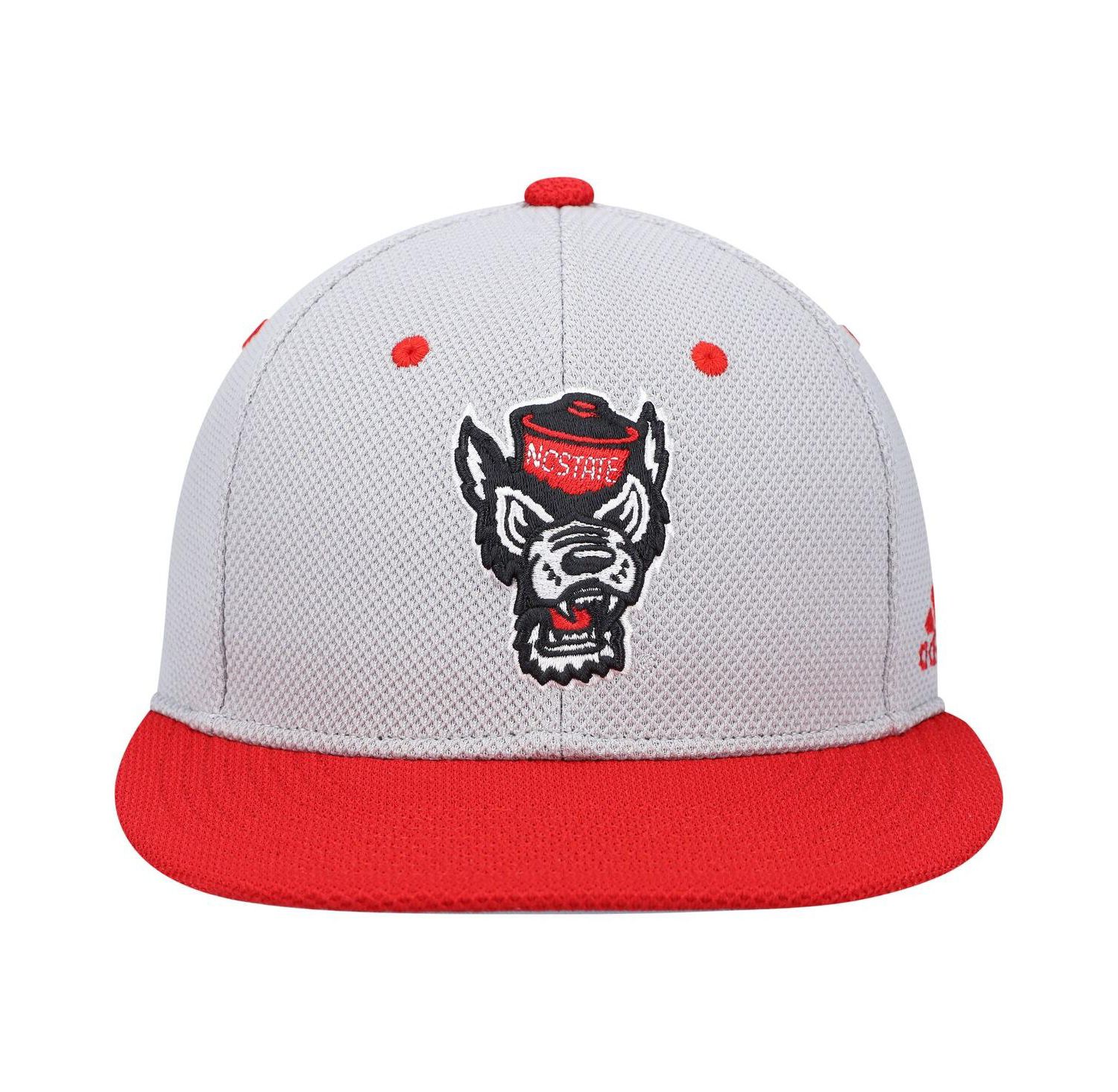 Men's Gray and Red NC State Wolfpack On-Field Baseball Fitted Hat