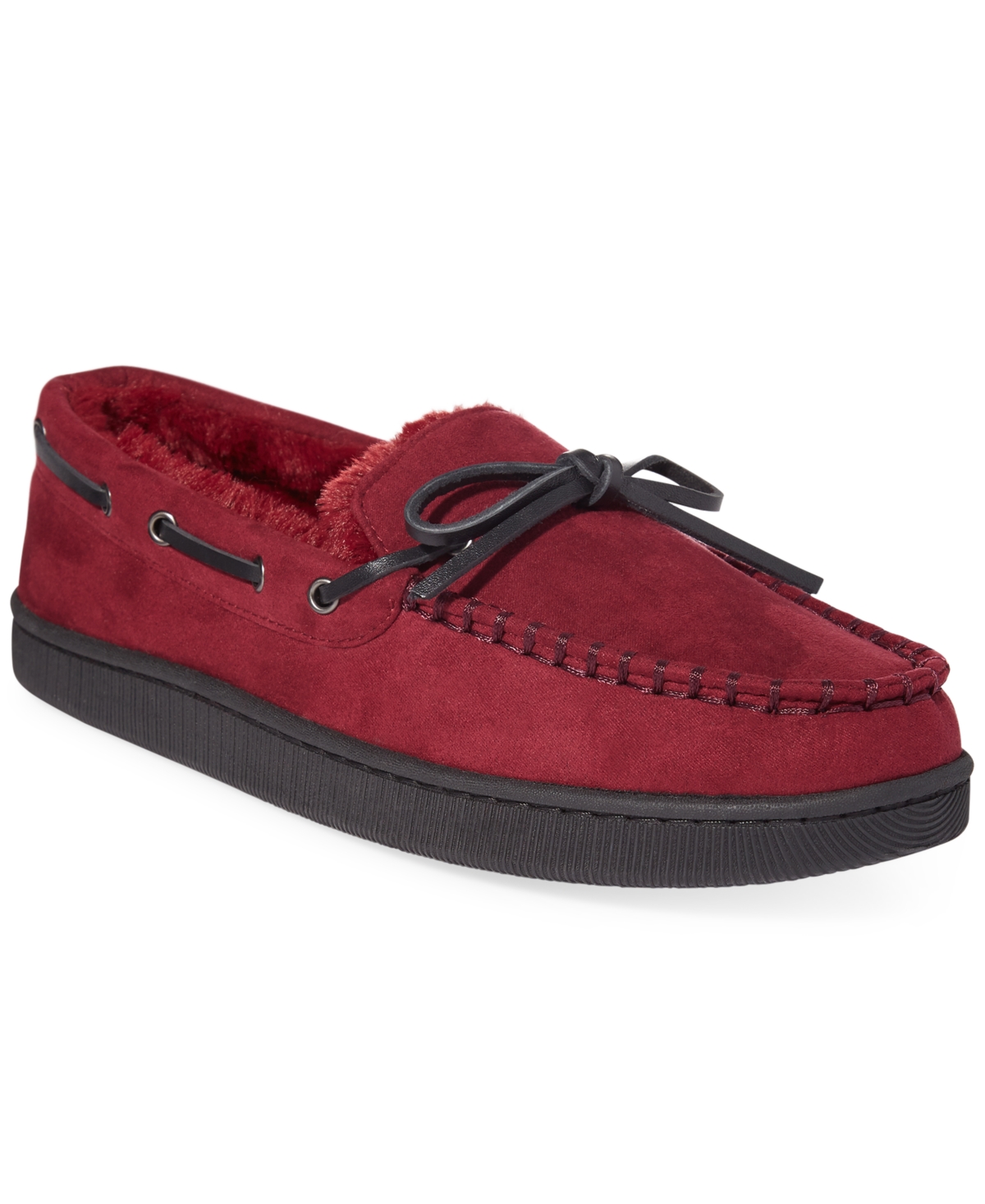 Shop Club Room Men's Moccasin Slippers, Created For Macy's In Burgundy
