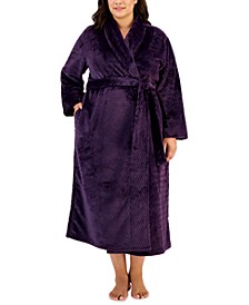 Plus Size Plush Zig Zag Wrap Robe, Created for Macy's