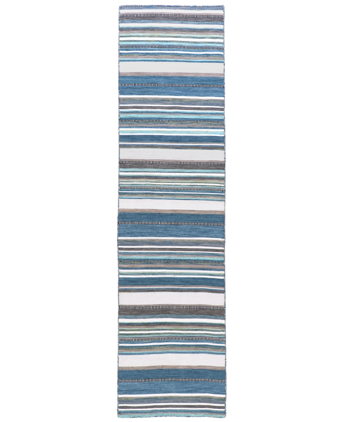 Liora Manne Sonoma Malibu Stripe 2' X 8' Runner Outdoor Area Rug In Blue