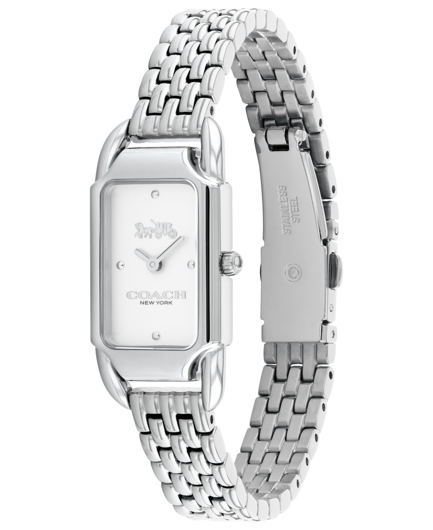 Женские часы COACH Cadie Stainless Steel Bracelet Watch 17.5mmX28.5mm, цвет: Серебряный — фото 2