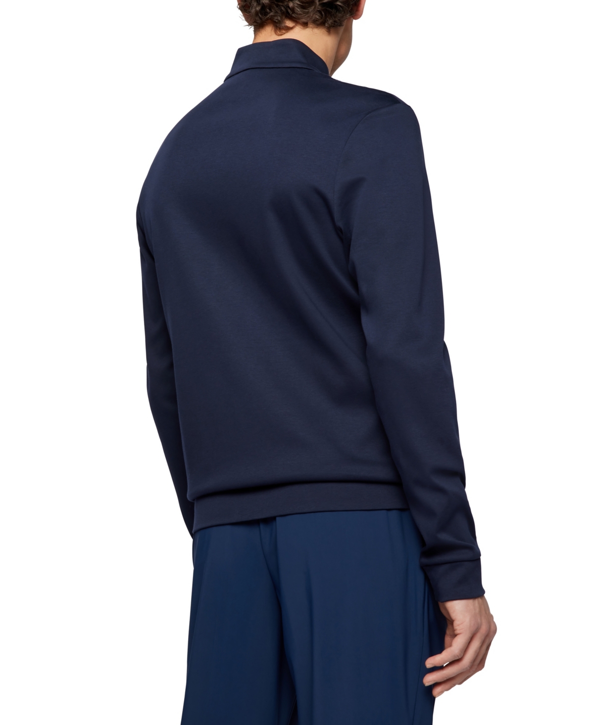 Shop Hugo Boss Boss Men's Cotton Zip-up Sweatshirt In Dark Blue