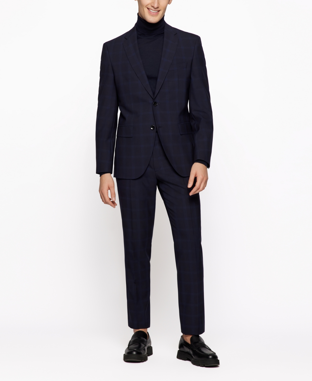 Hugo Boss Boss By  Men's Slim-fit Rollneck Merino Wool Sweater In Dark Blue