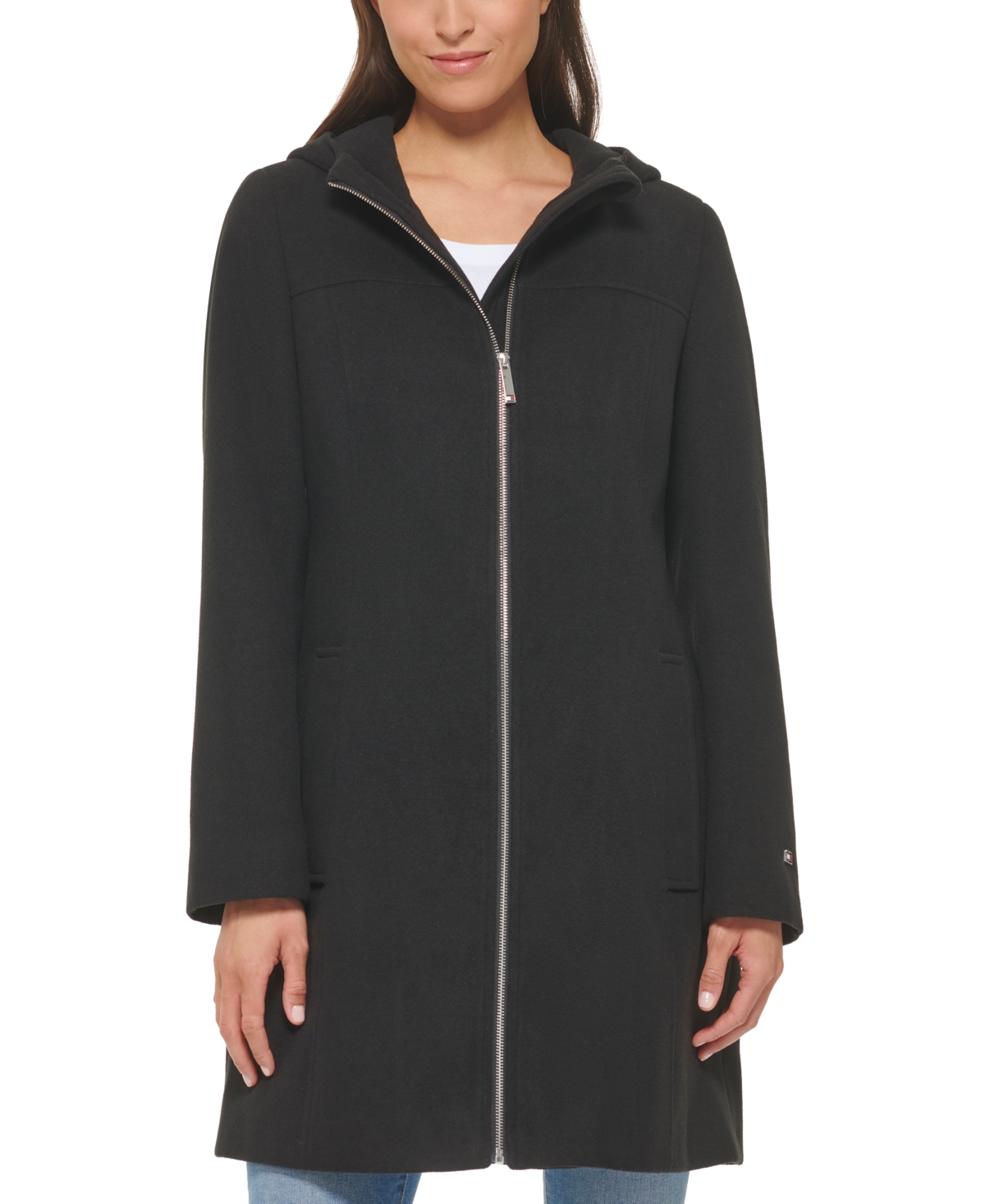 Tommy Hilfiger Women's Belted Hooded Coat In Black