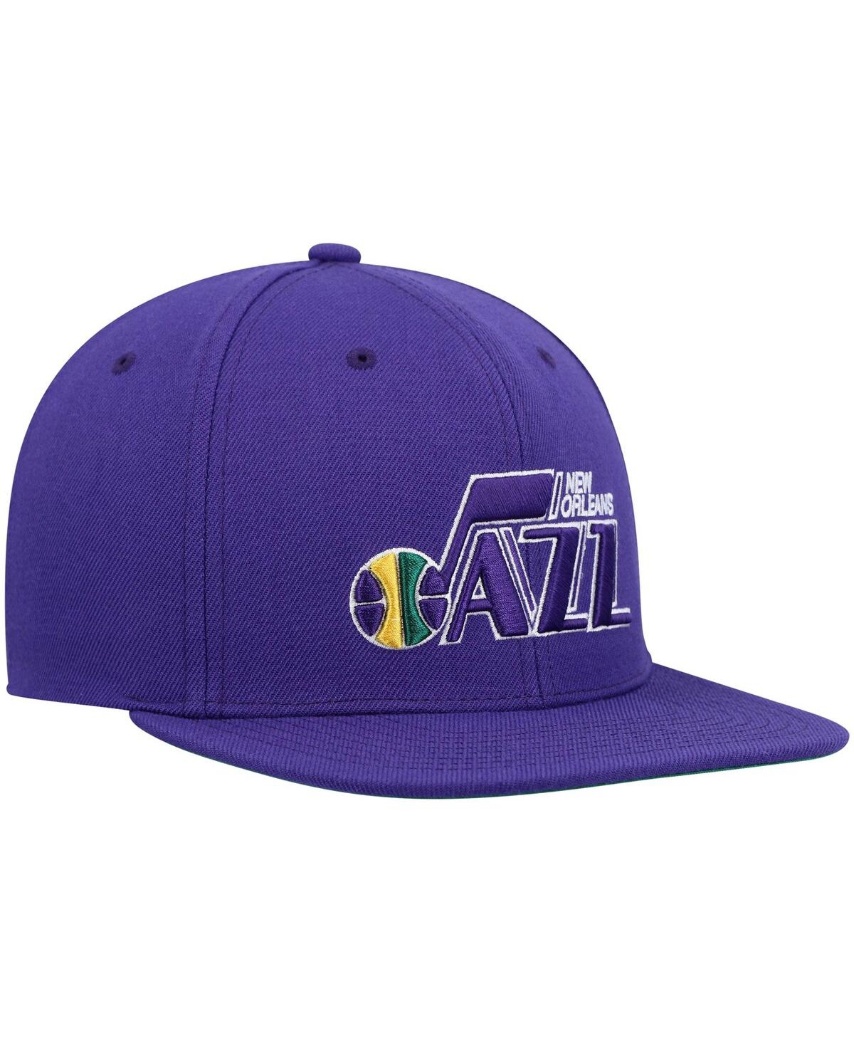 Mitchell & Ness Men's  Purple New Orleans Jazz Hardwood Classics Team Ground 2.0 Snapback Hat In Purple