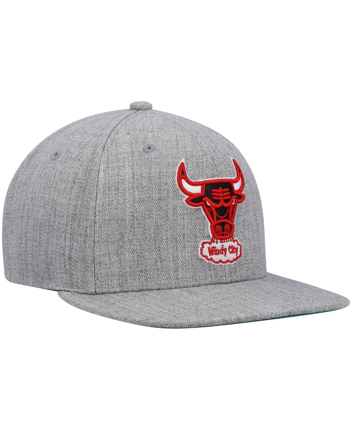 Shop Mitchell & Ness Men's  Heathered Gray Chicago Bulls Hardwood Classics Team 2.0 Snapback Hat