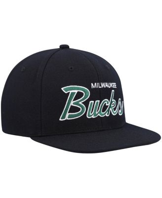 Men's Black Milwaukee Bucks Hardwood Classics Script 2.0 Snapback Hat