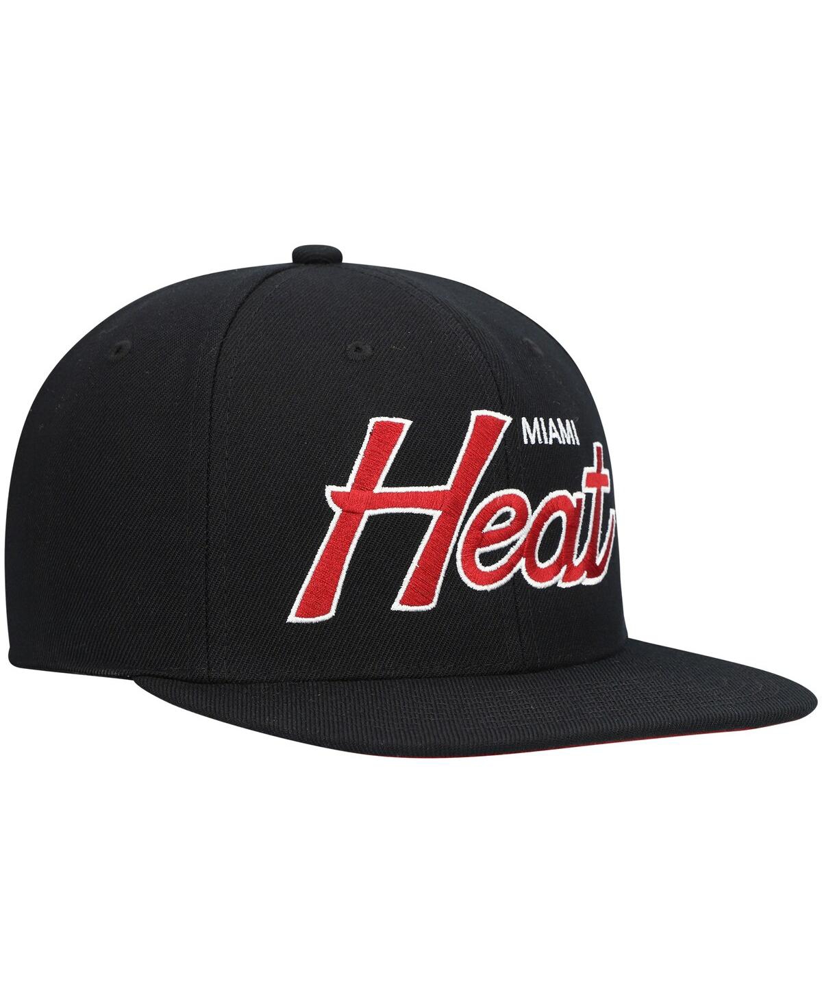 Mitchell & Ness Men's  Black Atlanta Hawks Hardwood Classics Script 2.0 Snapback Hat In Black