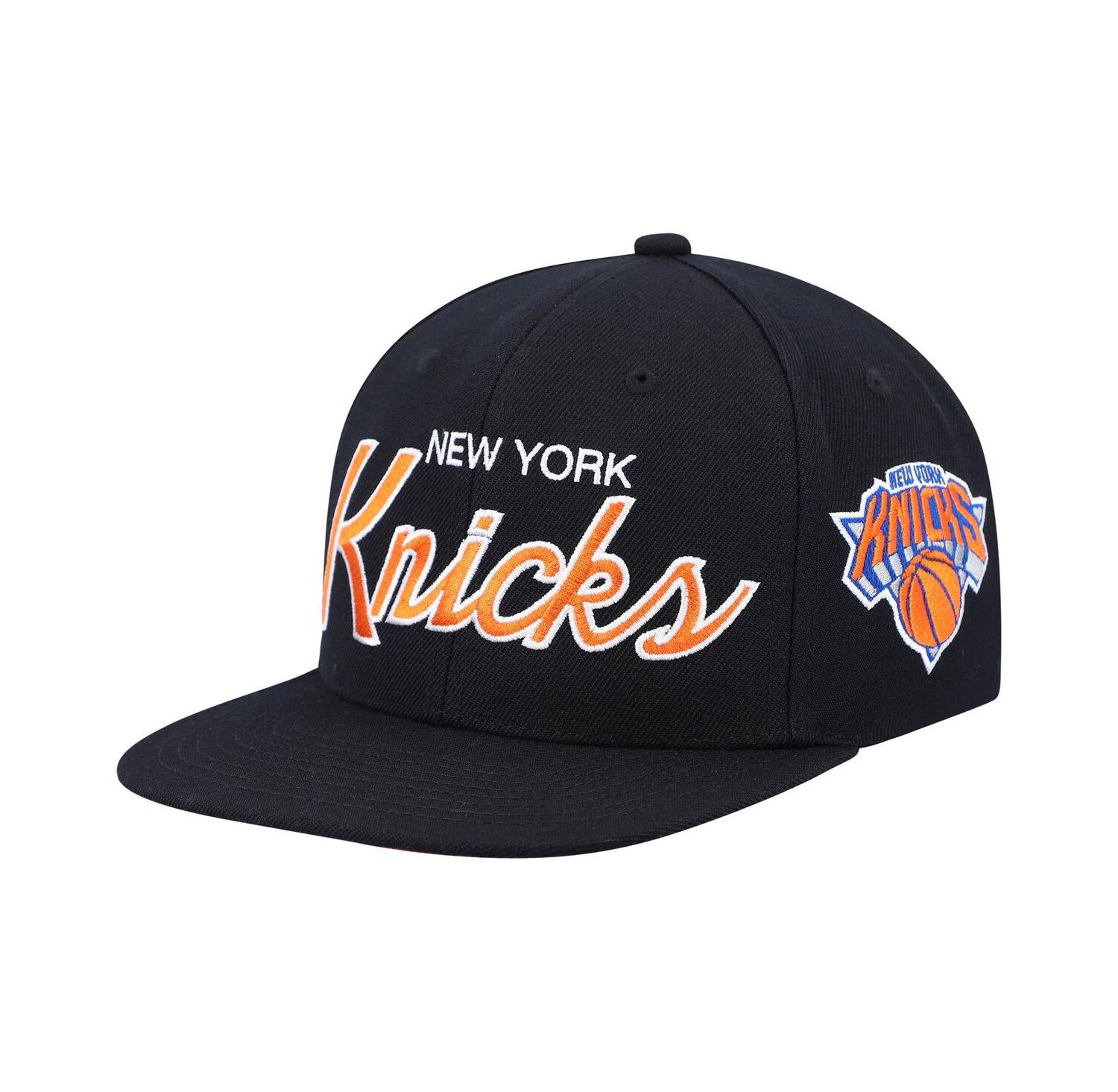 Men's Black New York Knicks Hardwood Classics Script 2.0 Snapback Hat