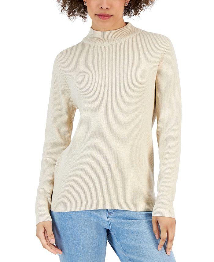 Karen Scott Women's Ribbed Mock-Neck Sweater, Created for Macy's - Macy's