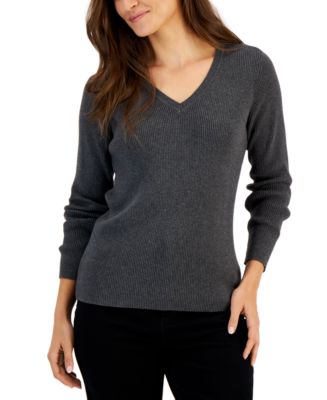 Karen Scott Women's Solid V-Neck Sweater, Created for Macy's - Macy's