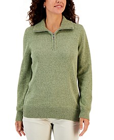 Women's Cotton Marl Zip Sweater, Created for Macy's