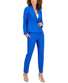 Women's One-Button Slim-Fit Pantsuit, Regular and Petite Sizes