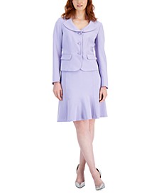 Women's Three-Button Flounce-Skirt Suit, Regular and Petite Sizes