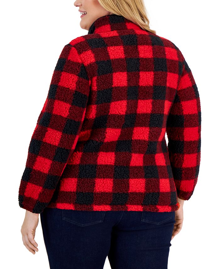 Style & Co Plus Size Plaid Sherpa Sweatshirt, Created for Macy's ...