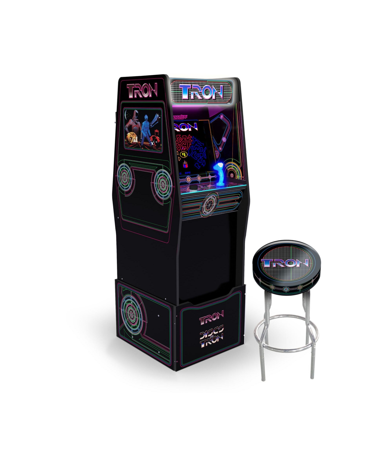 Arcade 1UP Tron Arcade with Matching Stool, Set of Two