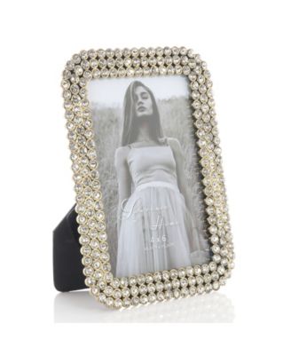 Three Rows of Brilliant Crystals Metal Picture Frame, 4" x 6"