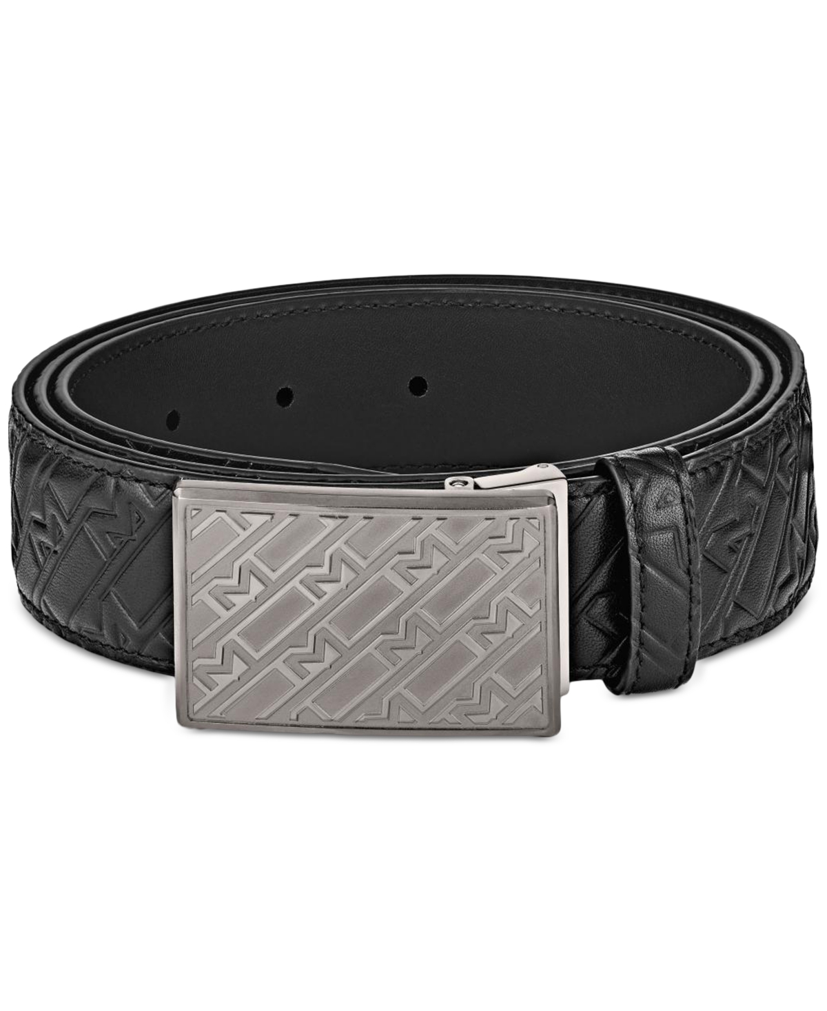 Shop Montblanc Logo Embossed Leather Belt In Black