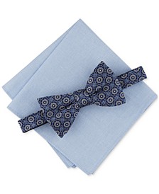 Men's 2-Pc. Tanner Pre-Tied Neat Bow Tie & Solid Pocket Square Set, Created for Macy's 