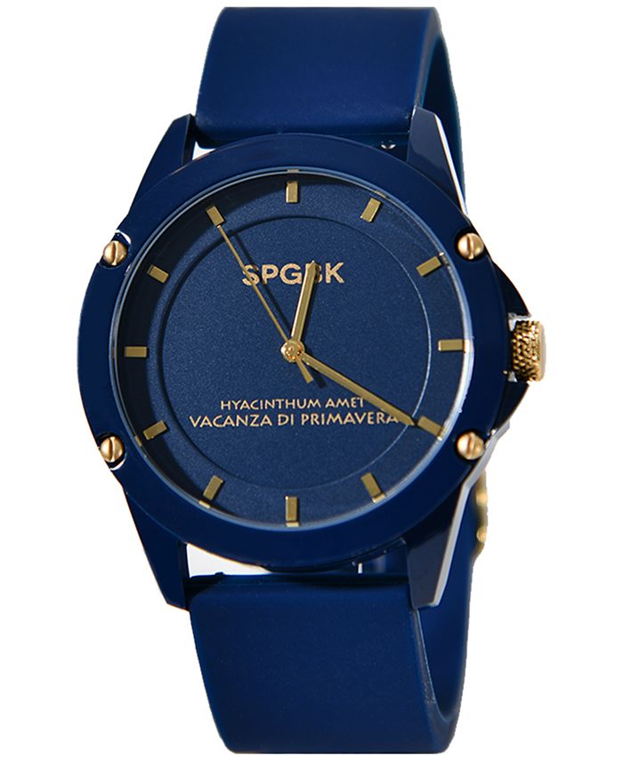 SPGBK Watches Unisex Smith Blue Silicone Strap Watch 44mm - Macy's