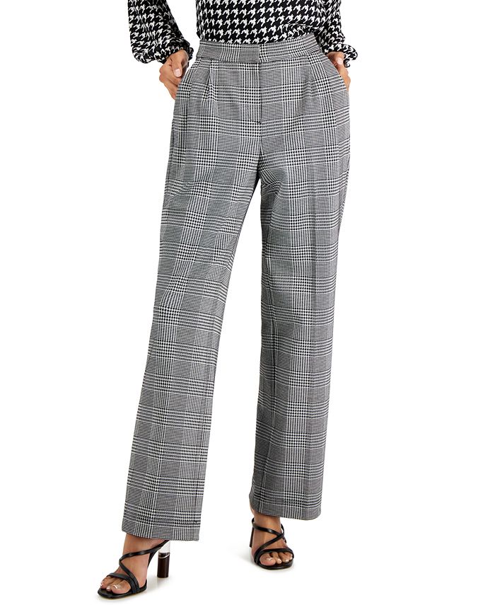 Bar III Women's Pleated Plaid Wide-Leg Pants, Created for Macy's & Reviews  - Pants & Capris - Women - Macy's